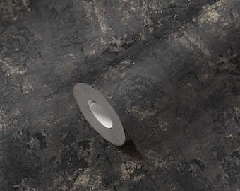 Modern textured rustic dark black wallpaper neutral vinyl faux metallic farmhouse