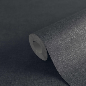 Modern rustic linen navy blue textured wallpaper plain elegant 3d vinyl wallpaper