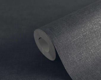 Modern rustic linen navy blue textured wallpaper plain elegant 3d vinyl wallpaper