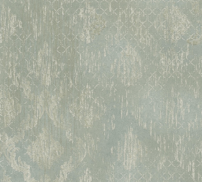 Modern Metallic green textured wallpaper 3d vinyl contemporary glam embossed neutral elegant bedroom wallpaper Bild 1