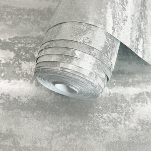 Concrete Silver Metallic Modern Wallpaper Textured Beaded Modern Wallpaper