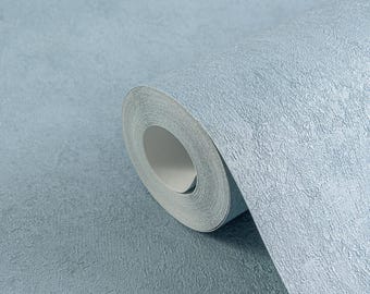 Modern Wallpaper rustic blue Plain Textured Contemporary faux Concrete plaster