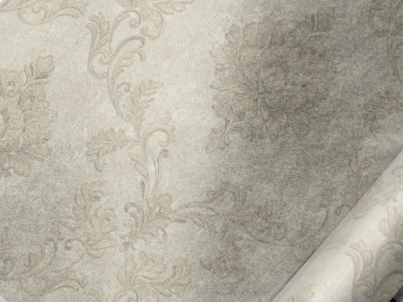 Vintage textured Damask wallpaper 3d vinyl neutral gold bedroom floral beige wallpaper image 5