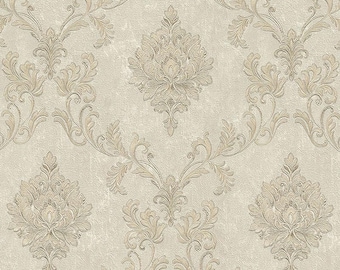 Vintage textured Damask wallpaper 3d vinyl neutral gold bedroom floral beige wallpaper