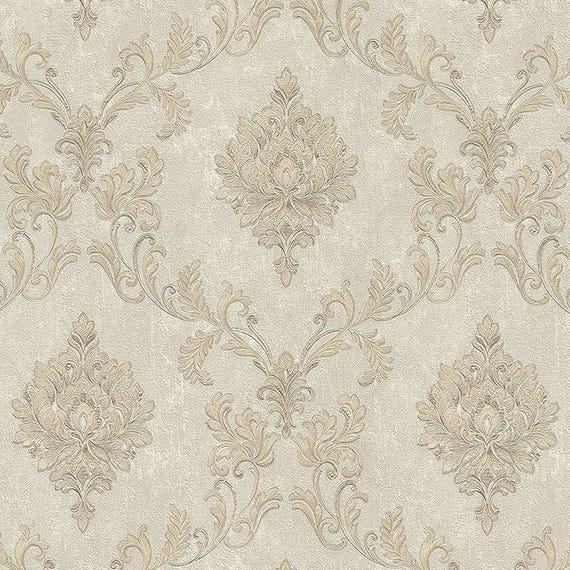 Vintage textured Damask wallpaper 3d vinyl neutral gold bedroom floral beige wallpaper