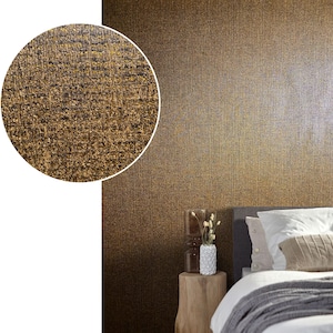 Contemporary bronze gold metallic wallpaper 3d vinyl textured neutral bedroom kitchen linen wallpaper