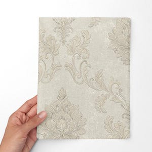 Vintage textured Damask wallpaper 3d vinyl neutral gold bedroom floral beige wallpaper image 4