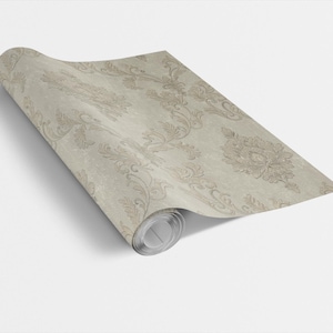 Vintage textured Damask wallpaper 3d vinyl neutral gold bedroom floral beige wallpaper image 7