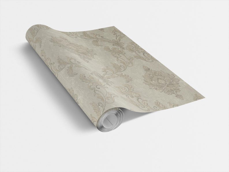 Vintage textured Damask wallpaper 3d vinyl neutral gold bedroom floral beige wallpaper image 7