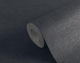 Dark Gray textured modern linen wallpaper fabric plain elegant 3d vinyl wallpaper