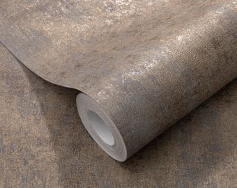 Gold metallic faux concrete distressed textured contemporary modern Wallpaper 3D