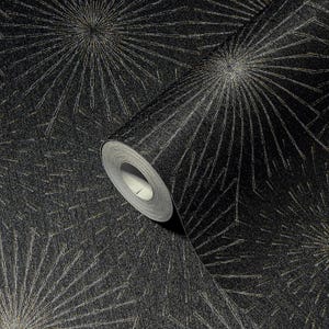 Textured Embossed Metallic Black Dark Wallpaper Modern 3D Abstract Geometric Luxury Vinyl Bedroom Kitchen Wallpaper