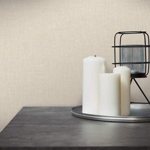 Modern bedroom linen fabric beige textured wallpaper neutral light plain elegant cozy kitchen bathroom wallpaper