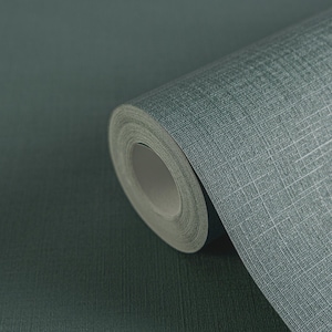 Dark green emerald modern textured wallpaper teal vinyl 3d metallic faux linen neutral plain wallpaper