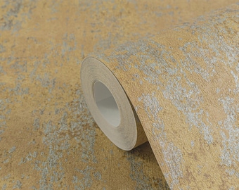 Modern gold metallic wallpaper rustic concrete 3d vinyl textured neutral vintage matte wallpaper