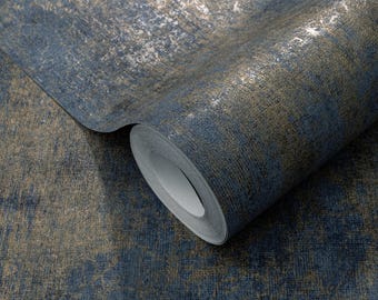 Blue Navy Gold modern wallpaper Luxury textured rustic wallpaper Deep blue wallpaper Metallic wallpaper