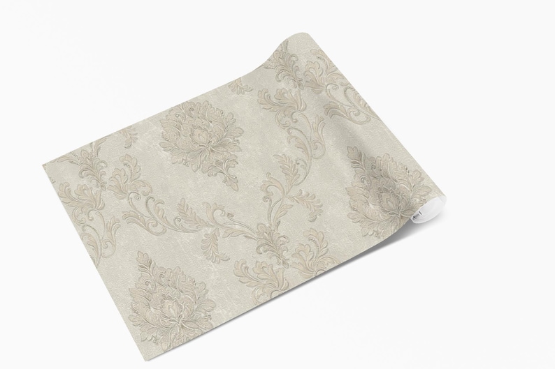 Vintage textured Damask wallpaper 3d vinyl neutral gold bedroom floral beige wallpaper image 6