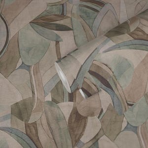 Abstract Botanical Geometric Textured Wallpaper Vinyl Modern tropical floral green nature neutral wallpaper