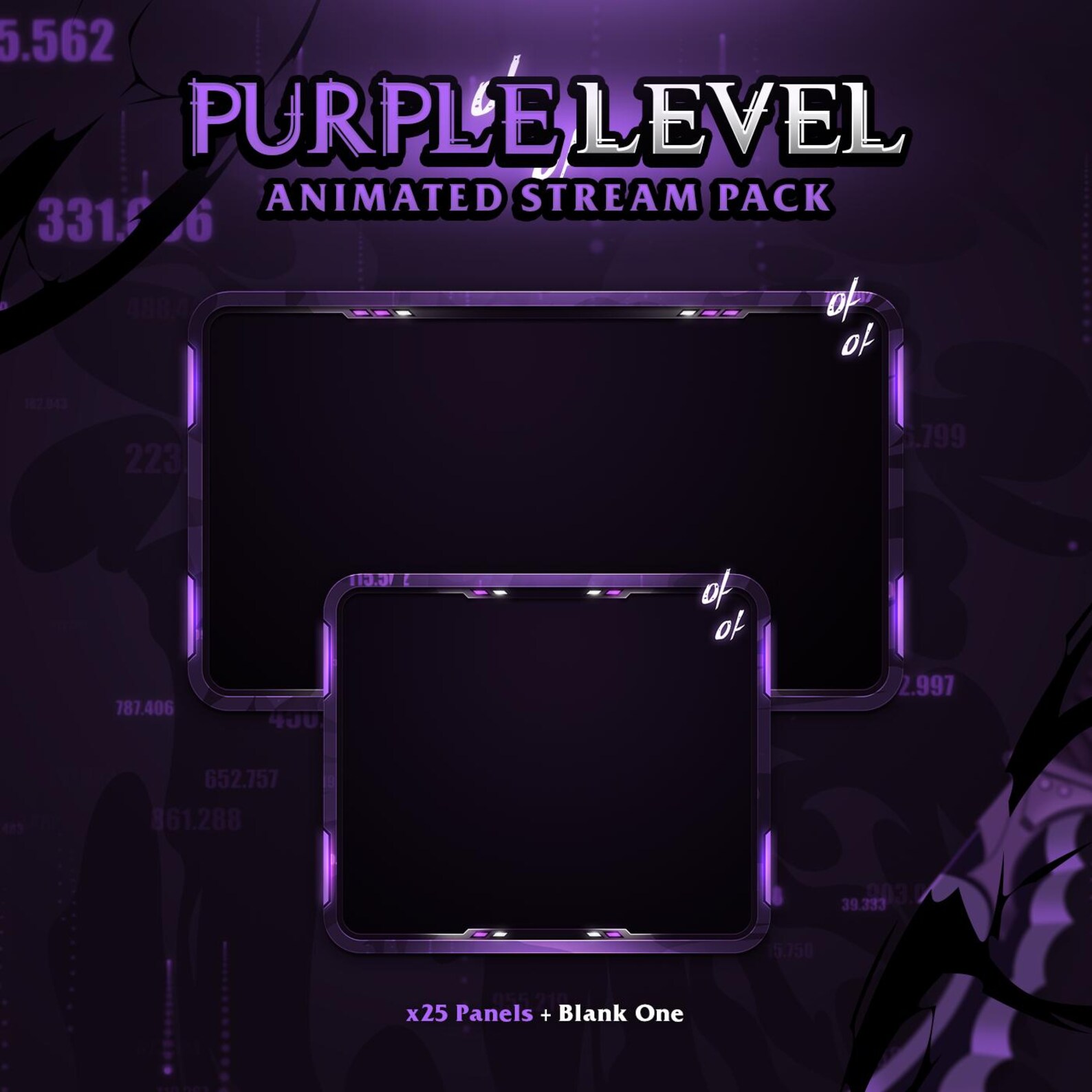 Purple Level Animated Stream Pack, Screens, Facecam, Panels, Alerts ...