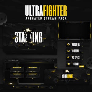 Ultra Fighter Anime, Animated Stream Pack | Animated Screens, Facecam, Panels, Transition, Alerts, Intermission | Twitch, Kick, Youtube