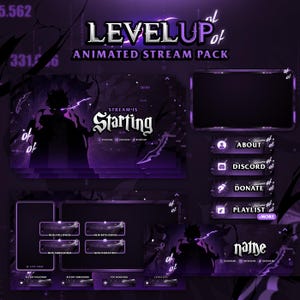 Level UP Anime, Pacote de Transmissão Animada | Telas Animadas, Facecam, Painéis, Transição, Alertas, Intervalo | Twitch, Kick, Youtube
