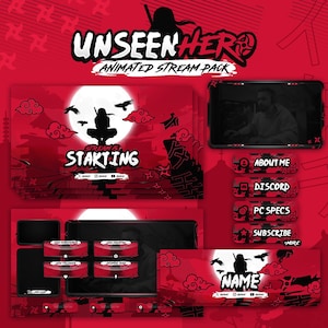 Unseen Hero Animated Stream Pack, Screens, Facecam, Panels, Alerts, For Twitch, Kick, Youtube
