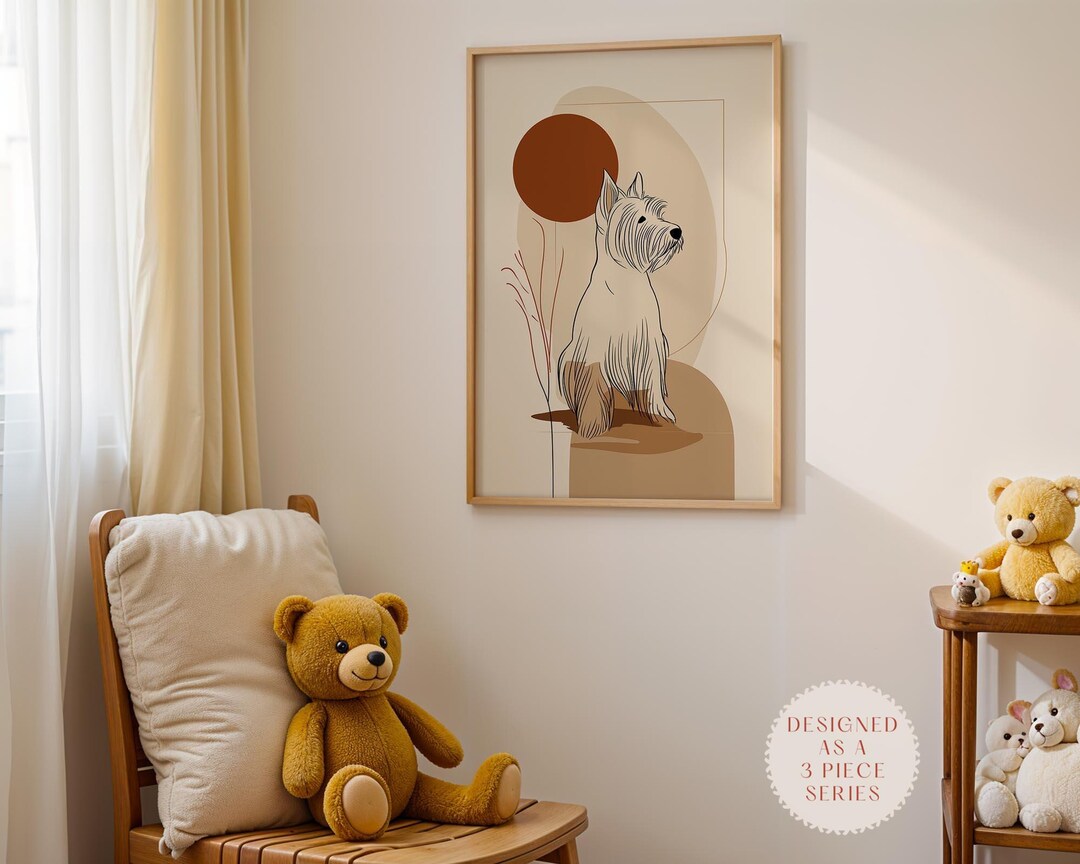 West Highland White Terrier Dog Wall Art – Scandi Style Earthy Minimal ...