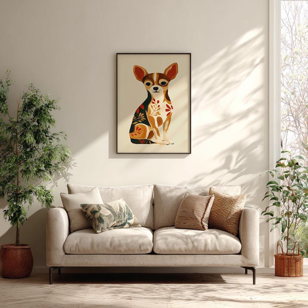Chihuahua Dog Illustration Print – Scandinavian Inspired Pet Art for ...