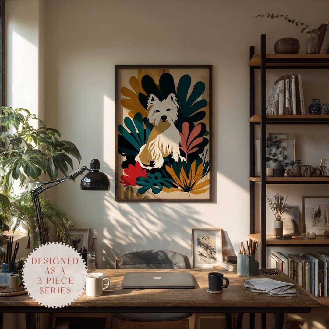 West Highland White Terrier Dog Wall Art - Abstract Bohemian Design ...