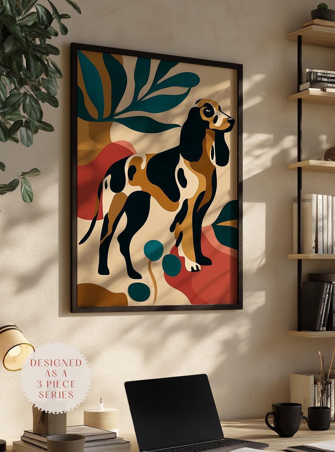 English Cocker Spaniel Dog Wall Art - Abstract Bohemian Design, Pet ...