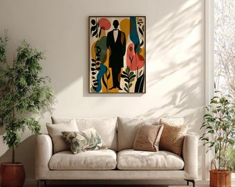 Abraham Lincoln Portrait - Bohemian Art Style, Soft Neutral Earth Tones