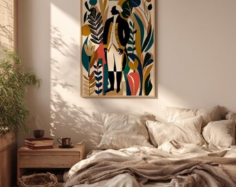 George Washington Boho Wall Art: Neutral Earth Tones - Hand Drawn Illustration