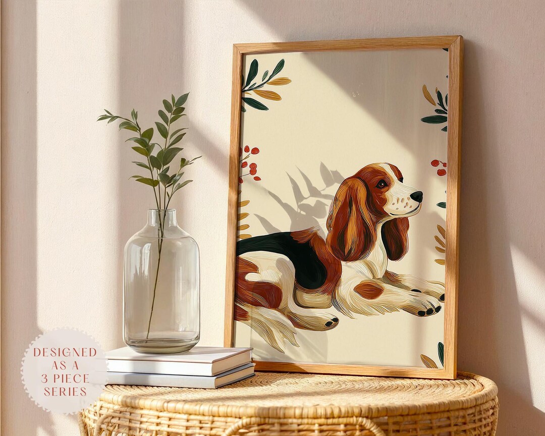English Cocker Spaniel Dog Wall Art – Modern Folk Pet Illustration Home ...