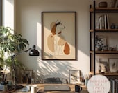 Siberian Husky Wall Art: Modern Boho, Soft Neutral Colors