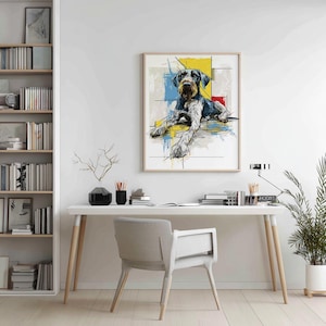German Wirehaired Pointer Dog Decor | Chromatic Canine Print | Contemporary Pet Artwork | Modern Home Decor