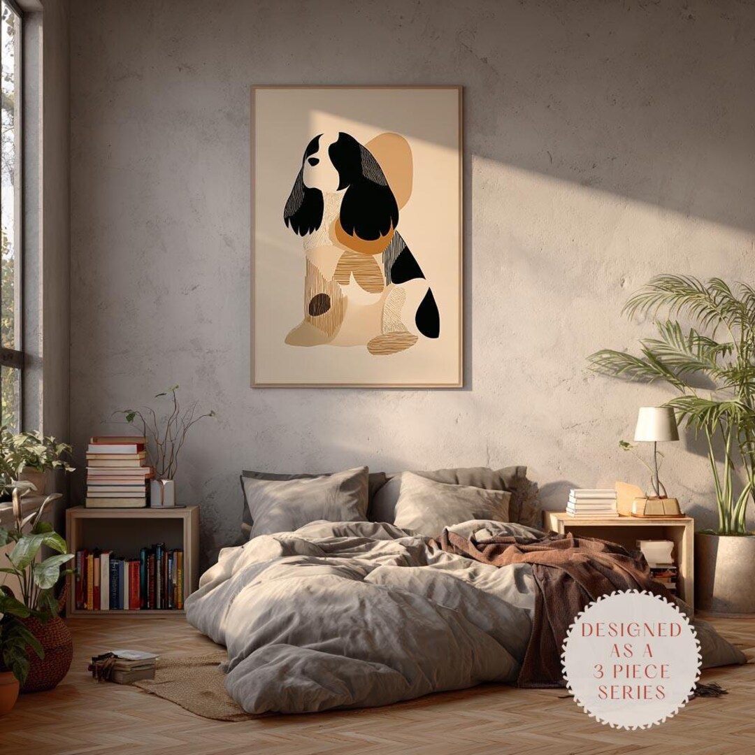 Cocker Spaniel Dog Graphic Line Art – Earthy Wabi Sabi Modern Abstract ...