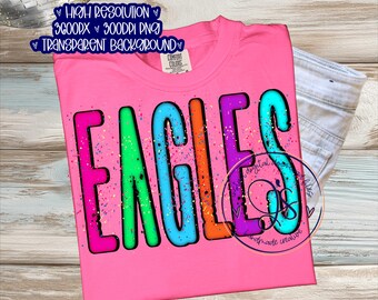 Mascota de águilas de neón PNG, diseño salpicado (descarga digital)