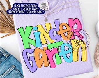 Kindergarten Back to School PnG, Bright Color Block (Digital Download)