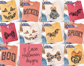 Halloween Lace png Bundle, Lace Ghost PNG, Halloween PnG, Lace Pumpkin png, Lace Skull Halloween, Black Lace Halloween png, Lace Bones png