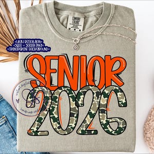 Camo Senior 2026 PNG File, Transparent Background (Digital Download)