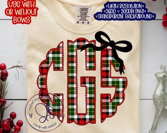 Preppy Christmas Plaid Monogram Set PNG, Plaid Monogram png, Christmas Monogram png, Trendy Plaid Christmas Monogram Png, Plaid Christmas