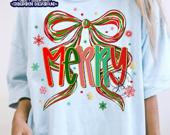 Merry Coquette png, Christmas png, Christmas Merry Bow png, Trendy Christmas Bow png, Trendy Coquette Merry png file, Merry Christmas Bow