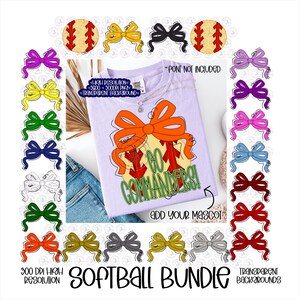 Softball Bow PNG Bundle (Digital Download)