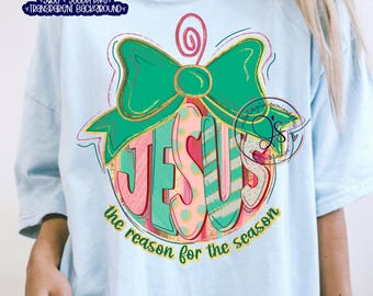 Jesus Christmas Ornament PNG, Holiday Graphic (Digital Download)
