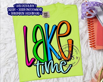 Lake Time PNG, Preppy Summer png, Neon Lake Time png, Cute Summer png, Bright Summer png instant download, Preppy Lake Babe Time Png, Lake