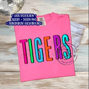 Tigers Splatter png, Go Tigers png, Neon Tigers Mascot png, Bright Mascot png, Bright Tigers Mascot png instant download, Tigers Png, Tigers