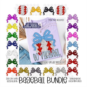 Baseball Bow PNG Bundle (Digital Download)