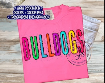 Mascota de Bulldogs Neón PNG, Salpicaduras de colores, Fondo transparente (Descarga digital)