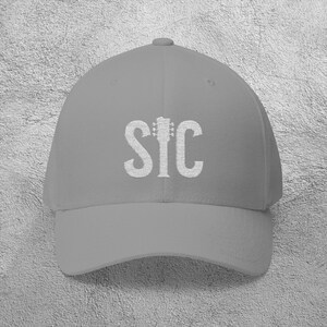 SIC Fitted Flex Cap - Sea Isle Guitar Logo Structured Hat with Stretch Fit, Mid-Profile Comfort for Beach Life & Everyday Style