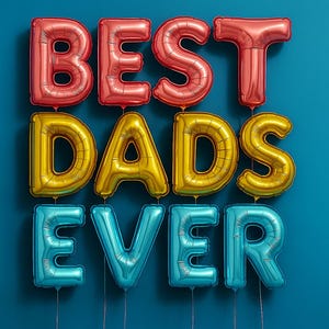 Los mejores papás del mundo: Arte digital con globos del orgullo (16:9) para pantallas de TV / Decoración o regalo LGBTQ para el Día del Padre
